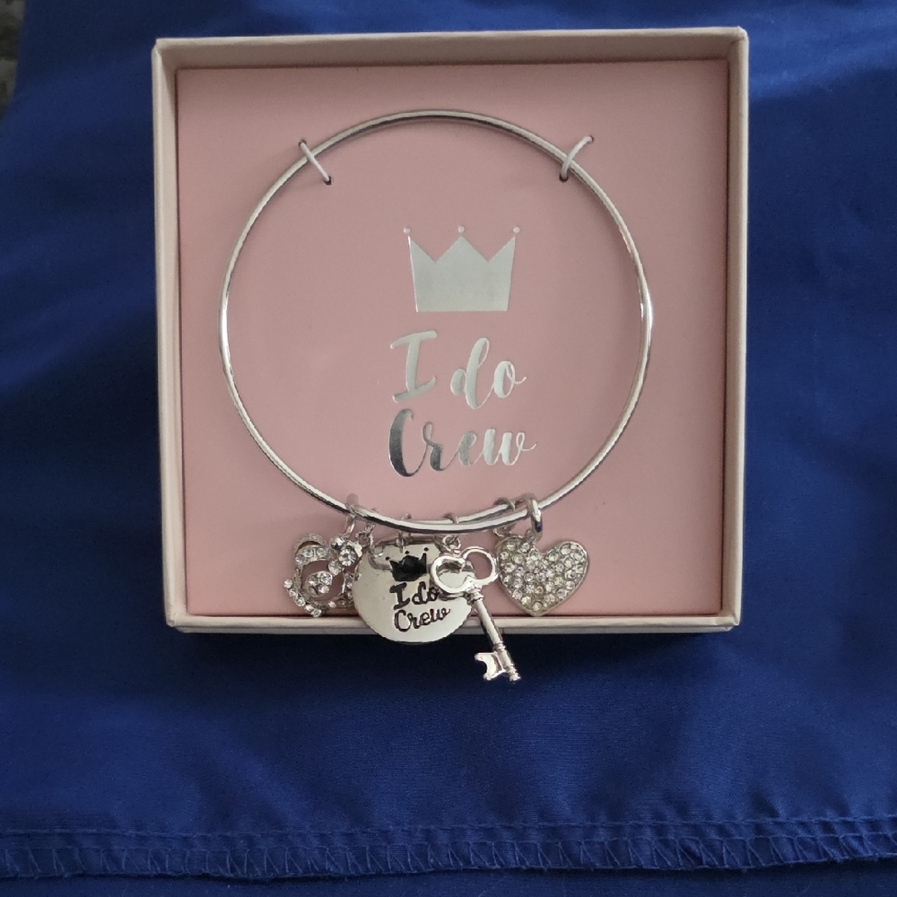Silver Charm Bracelet with Heart and Key